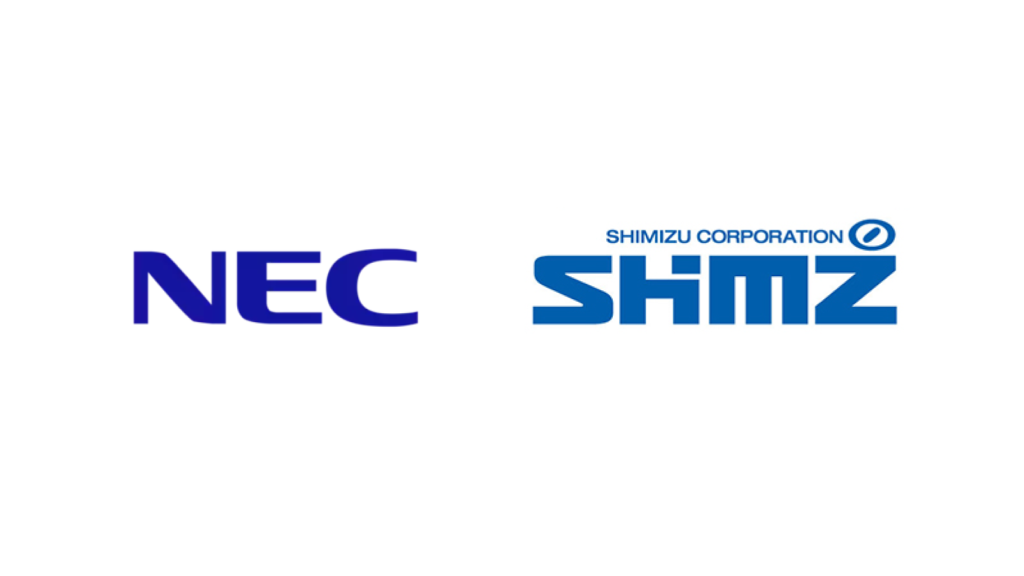 NEC（日本電気株式会社）のロゴタイプ　と清水建設の英語ロゴタイプ